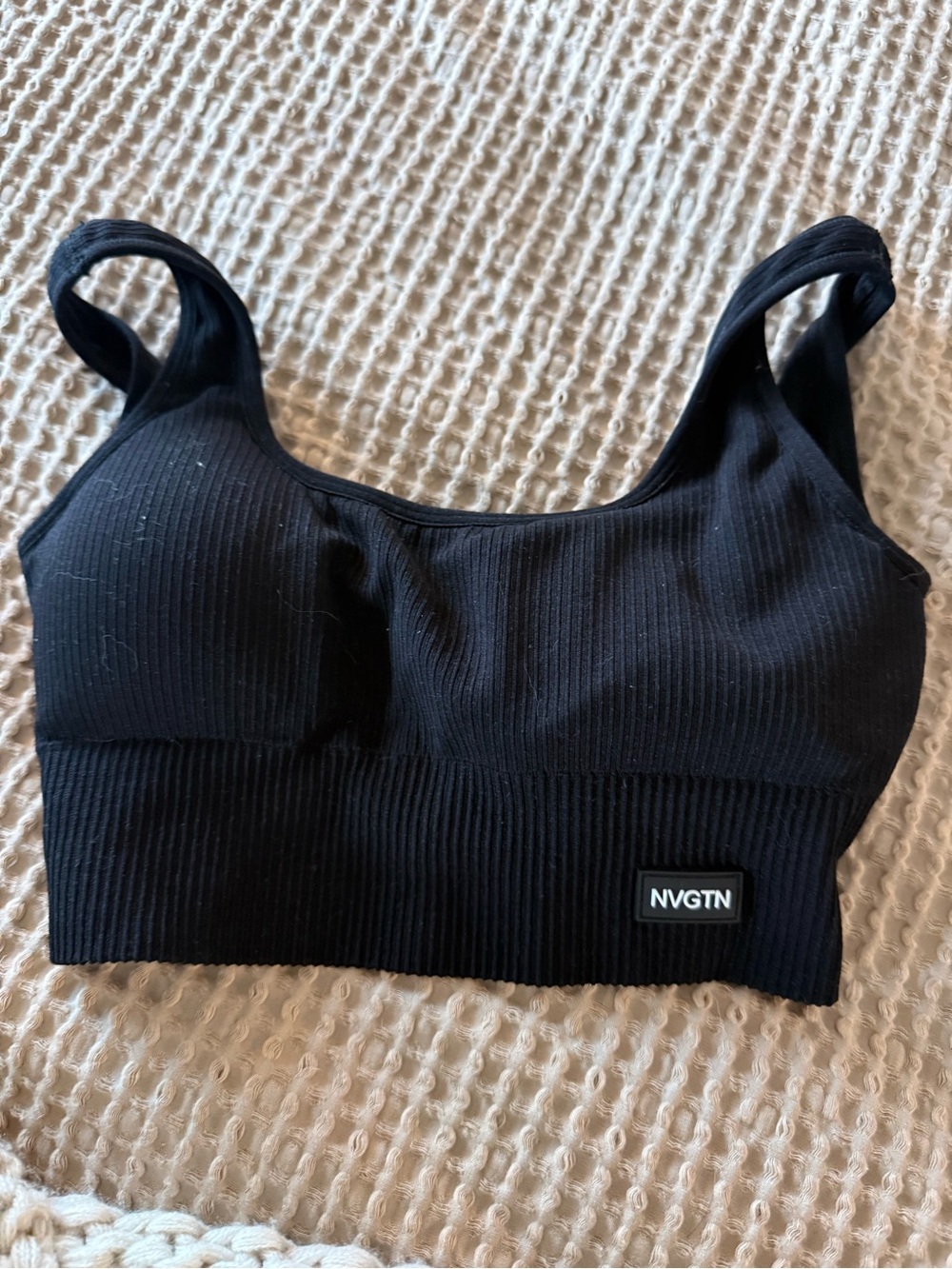 NVGTN Black Seamless Ribbed Support Sports Bra
